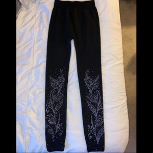 Jeweled Black Leggings